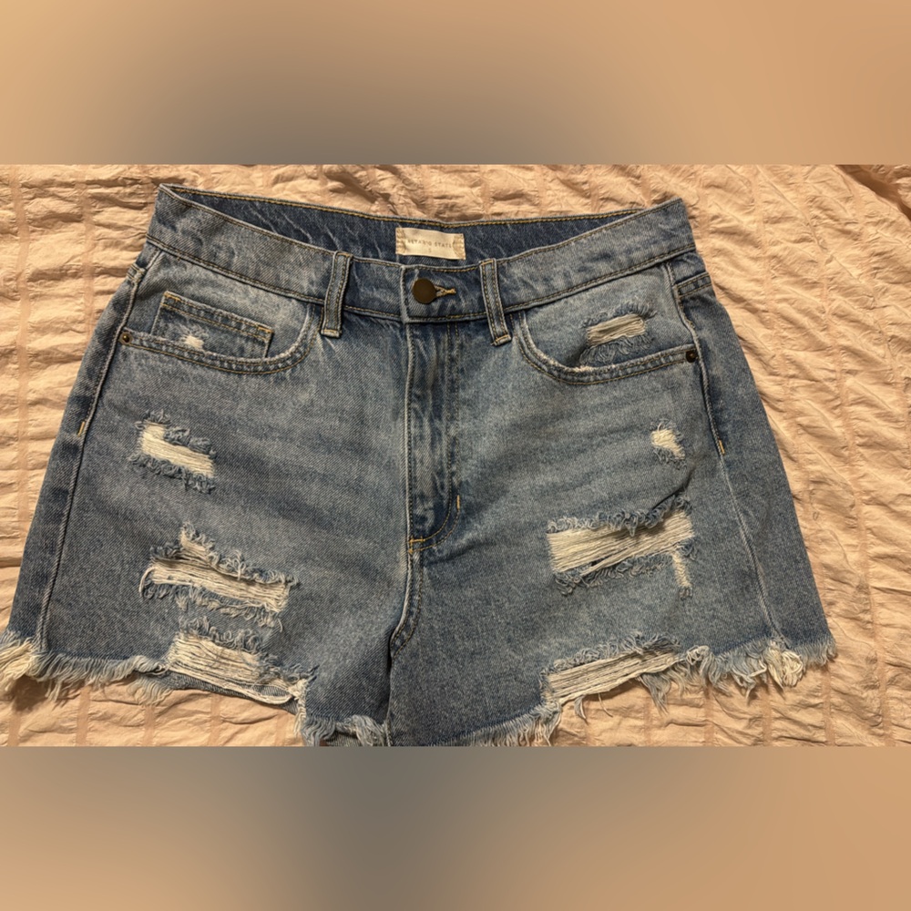 Altered state Denim Distressed High-Waist Shorts-small